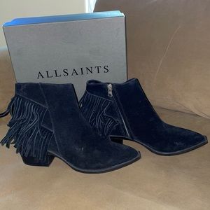 All Saints Salerno black Fringe boots